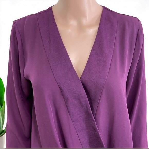Banana Republic Long Sleeves Pieced Wrap Elderberry Glo Blouse - Picture 6 of 16